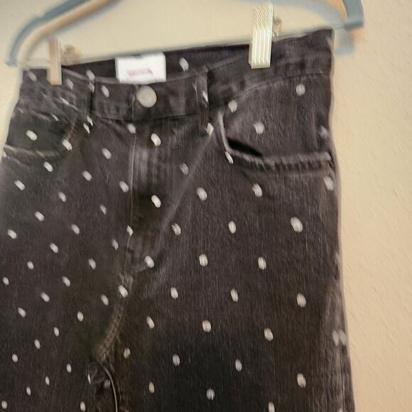Current/Elliott The Vintage Cropped Slim Black Polka Dot Jeans Size 31 - Picture 4 of 13
